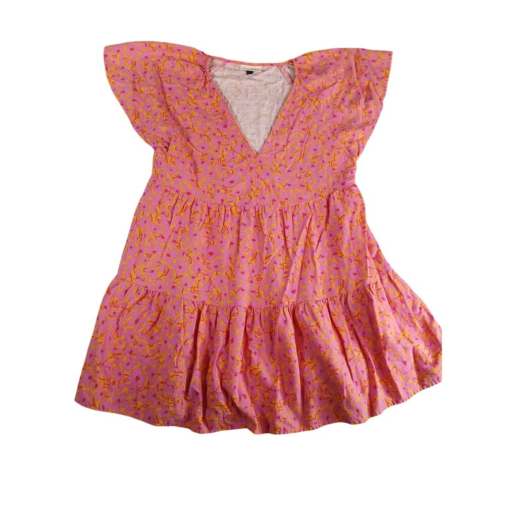 Universal Thread Dress Womens Medium Pink Flutter Twirl Linen Blend Boho NWOT